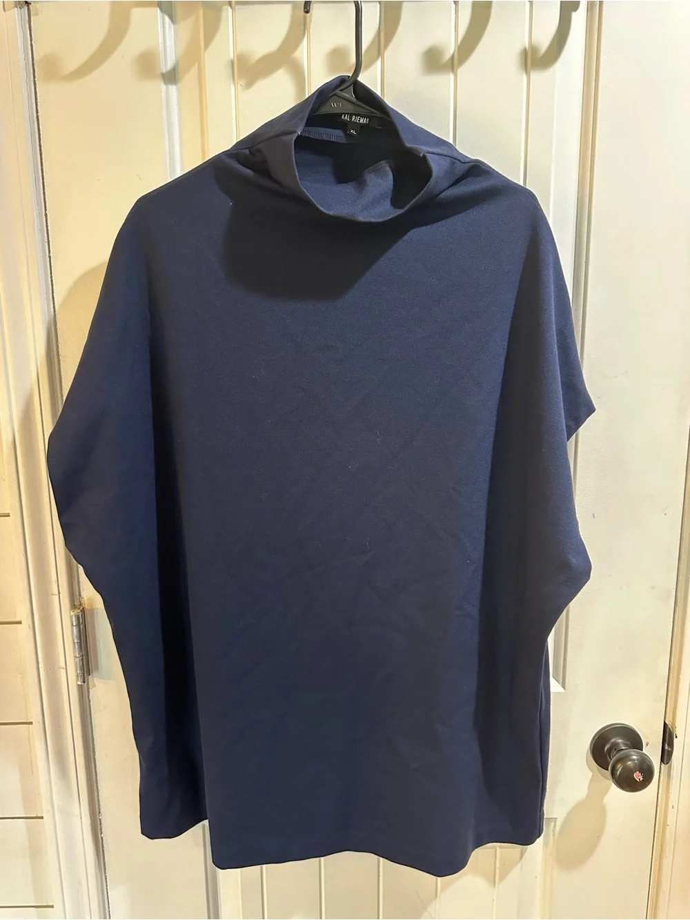 Kal Rieman Women’s XL Navy Funnel Neck Poncho Tunic Top Oversized Minimalist